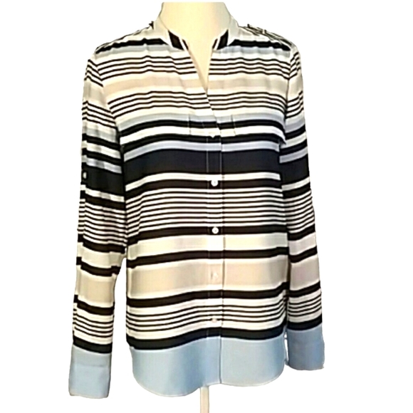 Calvin Klein Stripe Button Blouse 4 - Picture 2 of 11